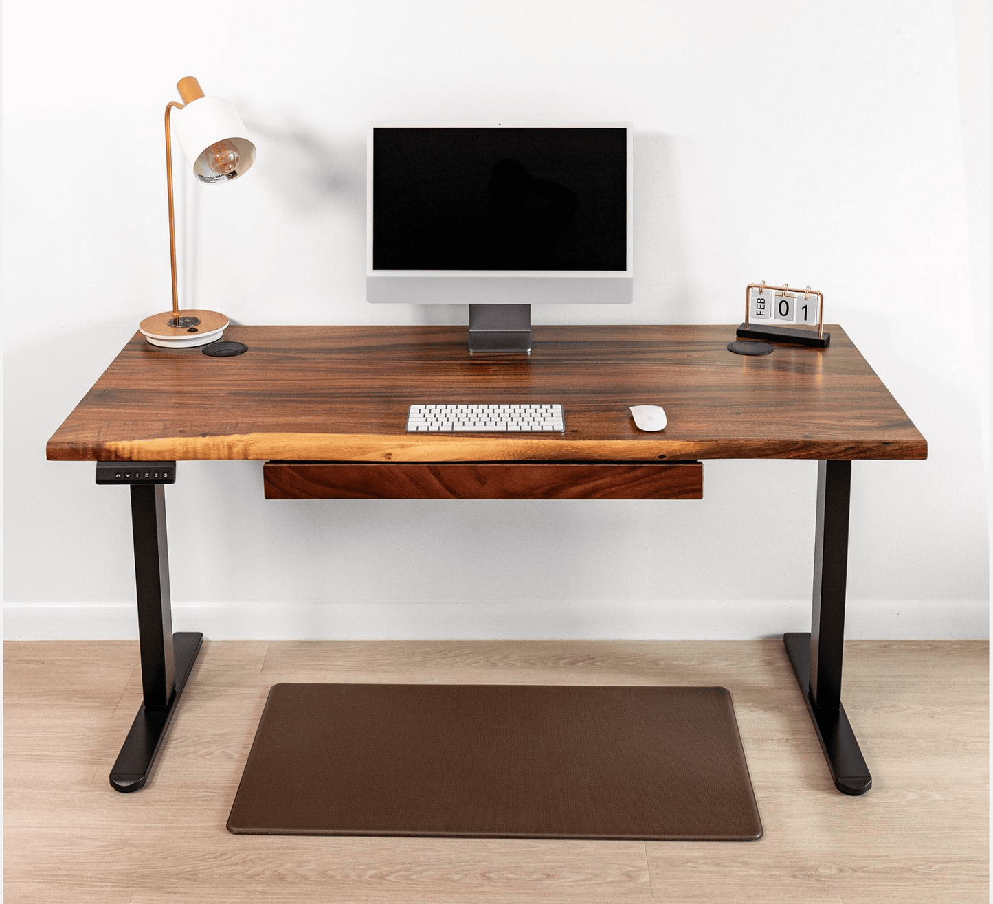 Sit stand desk with live edge walnut top