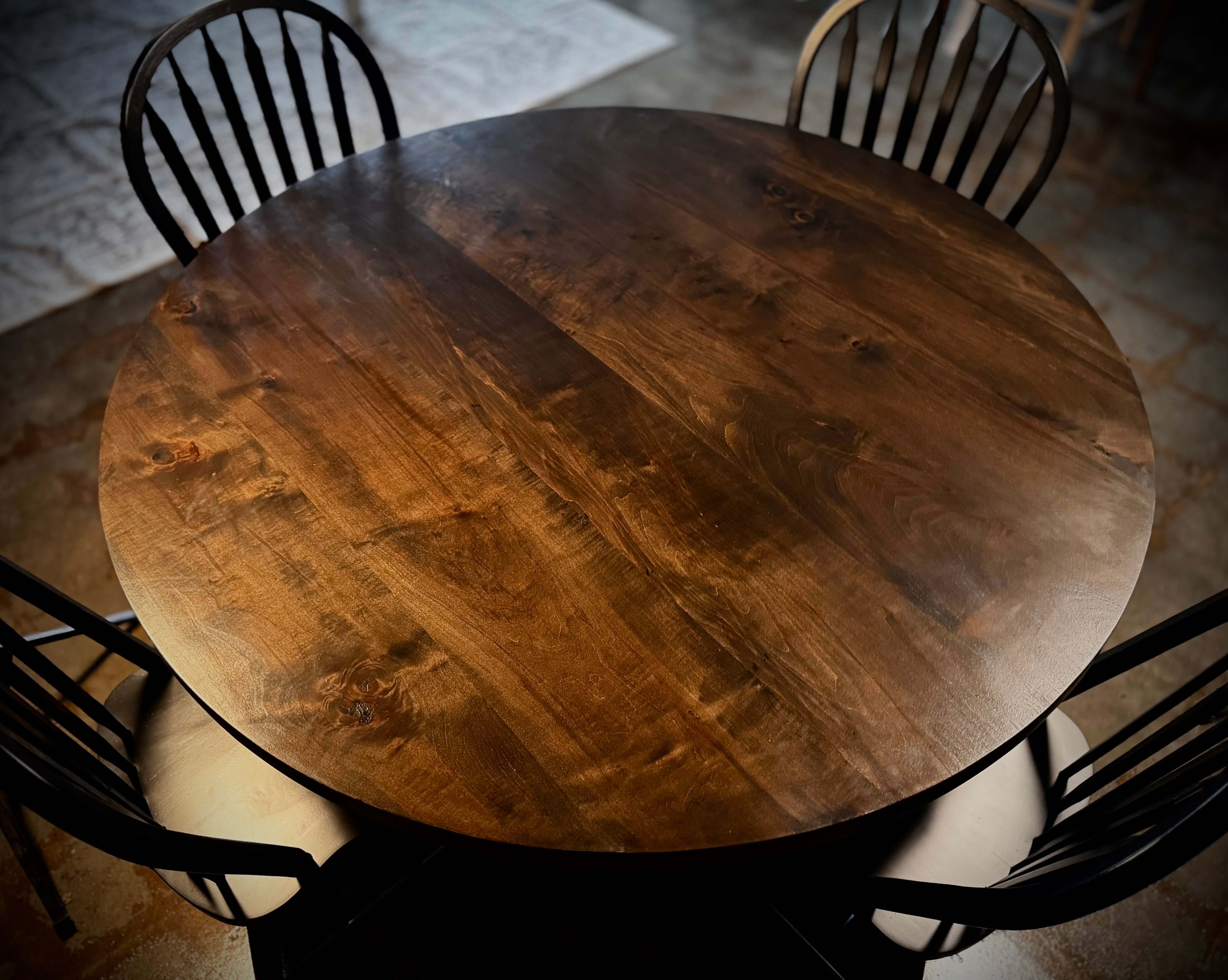 Round Maple table with Provincial Stain