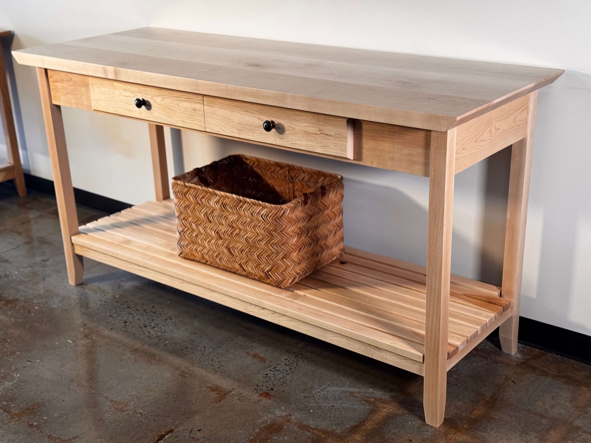 Solid Maple Console Table with storage