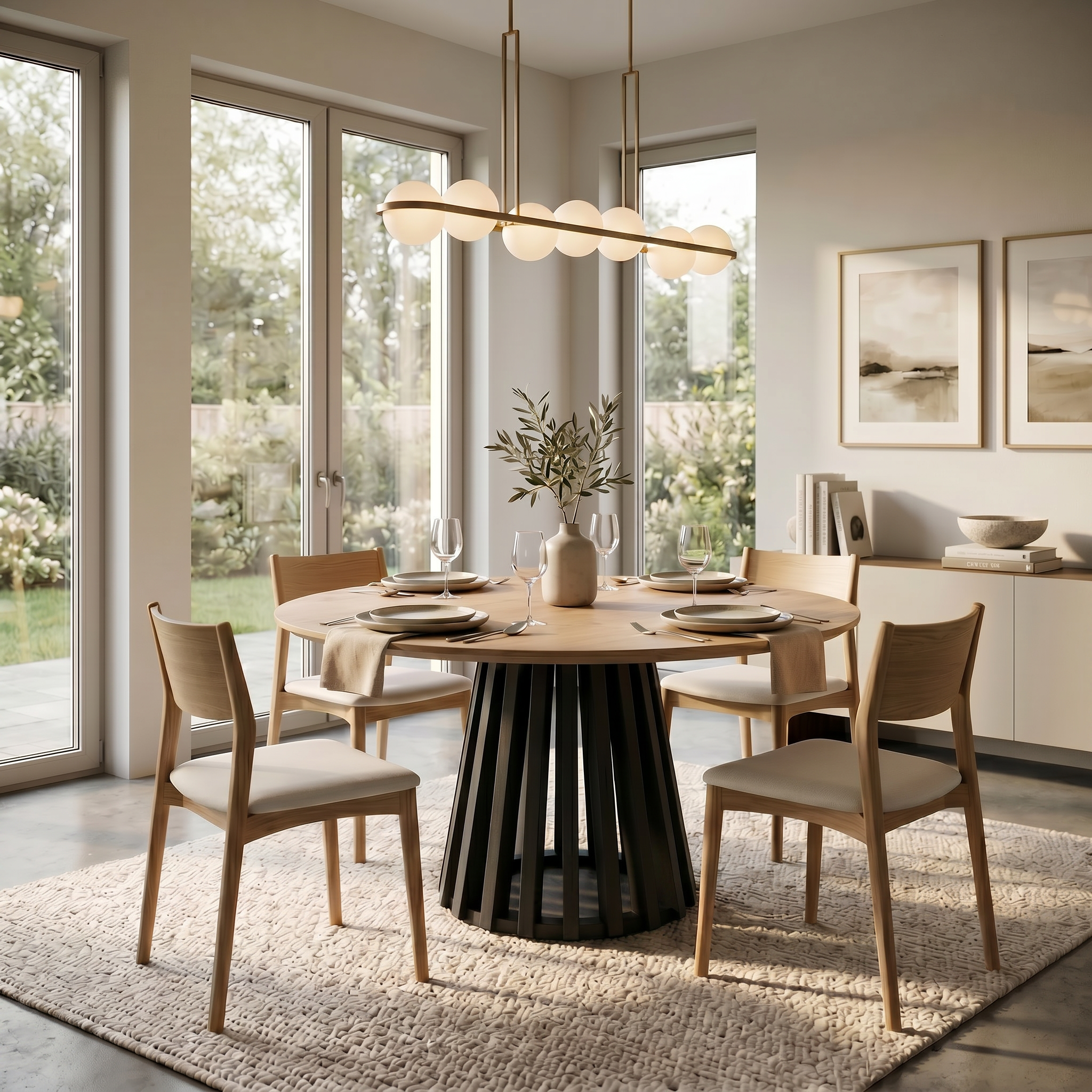 Pedestal Table with Solid wood top