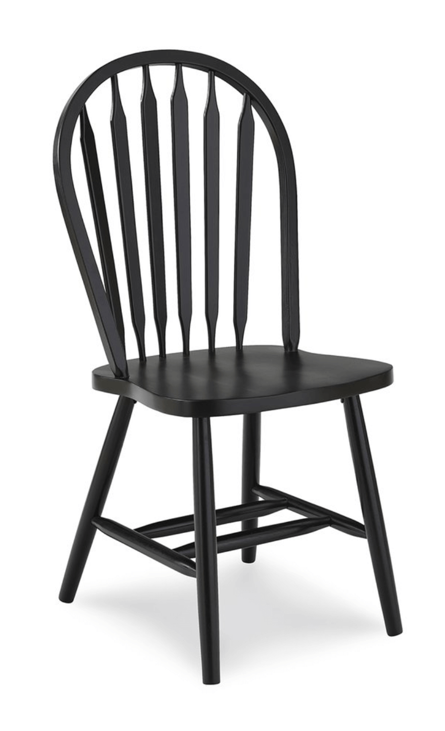 Black Windsor Arrow Back Chair in solid wood showcasing elegant dining furniture design.