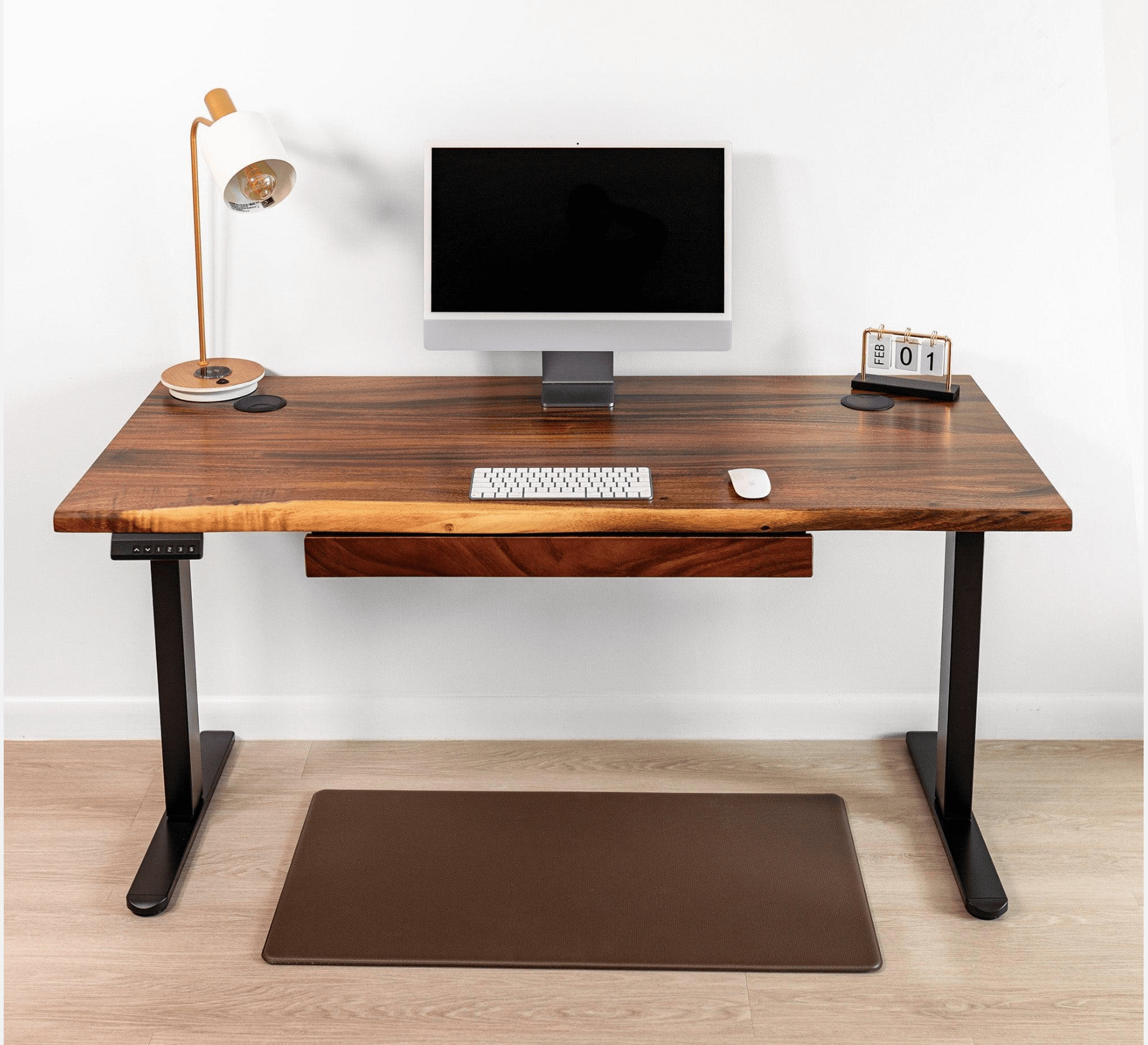 Sit stand desk with live edge walnut top