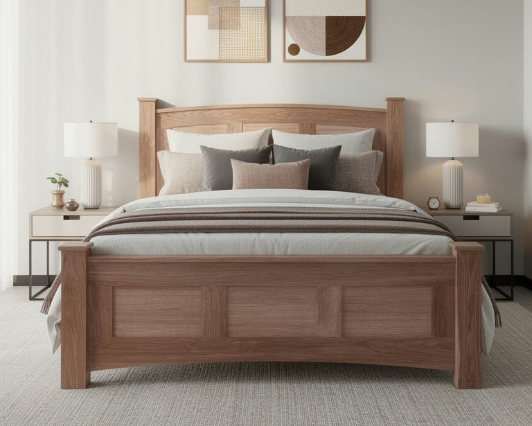 solid wood bed in modern home