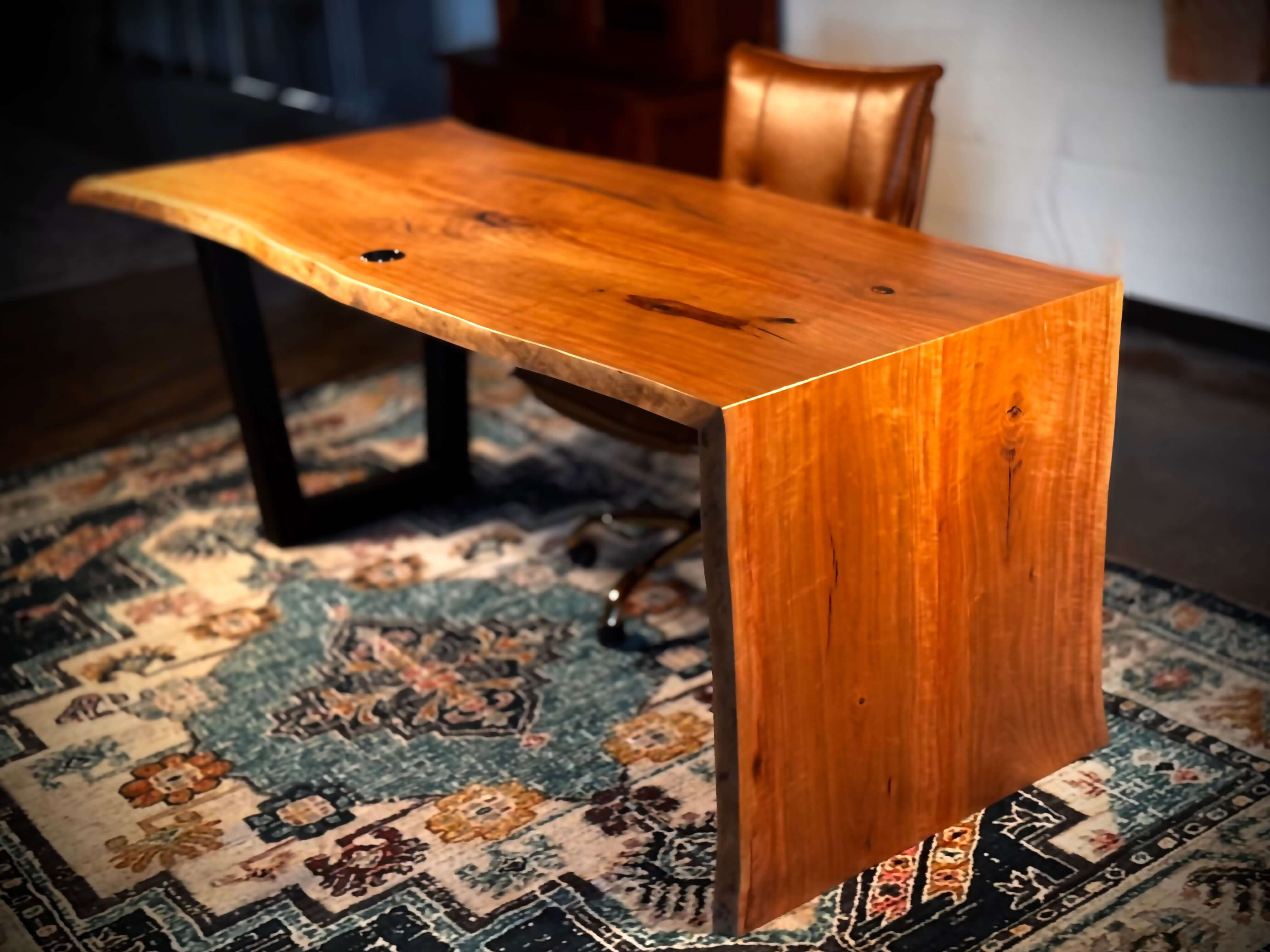 Cherry Live Edge Waterfall Desk